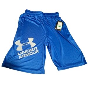New Under Armour Prototype2.0 Logo Basketball Shorts Drawstring Blue Boys Large